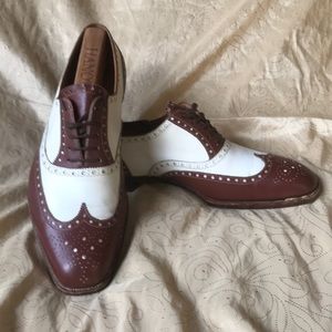VTG New & Lingwood two-tone medallion toe full brogue wingtip oxford (10.5 C?)